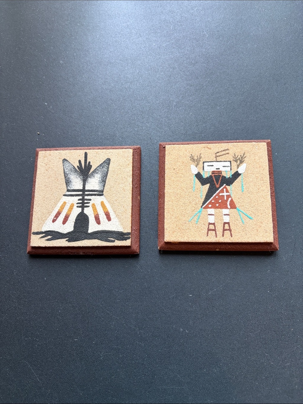 Set of Two Navajo Sand Painting Mini Canvas